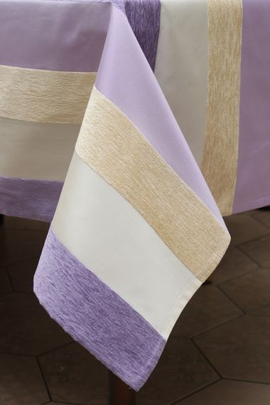 Скатертина Kayra "Шенілова смужка" кольорова, 165×300 см Ліловий | Зображення 2