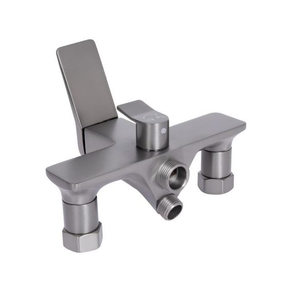 Смеситель для ванны Qtap Presto с длинным поворотным изливом (c душевым гарнитуром) QTPRE2601GRP45583 Graphite | Зображення 3