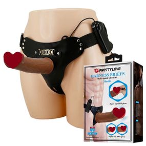 Страпон з вібро HARNESS BRIEFS Stark Universal Strap-On Harness 6,9'' Dildo Flesh sexstyle
