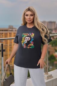 Женская футболка с принтом Labubu цвет темно-серый, размер 50/52, GF05257
