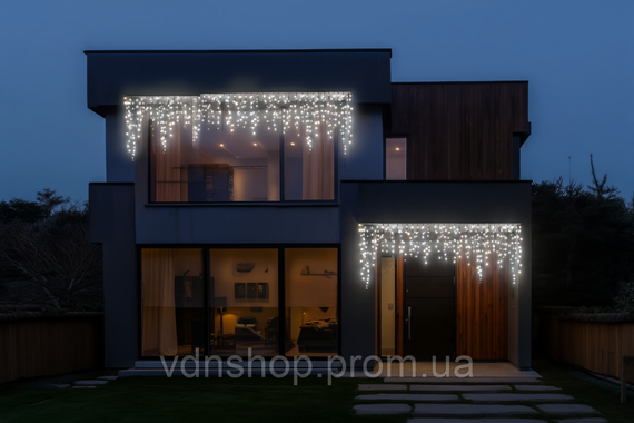 Новогодняя гирлянда уличная Бахрома 36 м 600 LED черный провод Белый 36МBW | Зображення 1