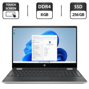 Ноутбук-трансформер HP Pavilion x360 / 15.6" (1920x1080) IPS Touch / Intel Core i5-8265U (4 (8) ядра по 1.6 - 3.9 GHz) / 8 GB DDR4 / 256 GB SSD M.2 + 1000 GB HDD / Intel UHD Graphics / WebCam б/у