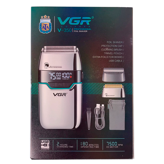 Электробритва VGR V-350 SILVER шейвер, двойное лезвие, 2 насадки, LED дисплей | Зображення 7