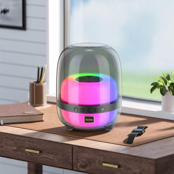 Портативна колонка HOCO BS58 Crystal colorful luminous BT speaker Magic Black Night | Зображення 5