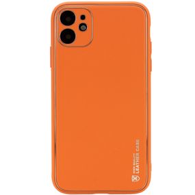 Кожаный чехол Xshield для Apple iPhone 12 (6.1") Оранжевый / Apricot