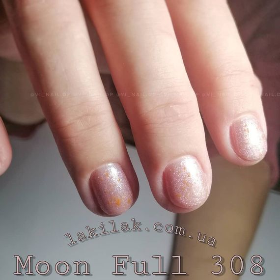 Гель-лак Moon Full №308 приглушений рожевий з шимером 8мл
