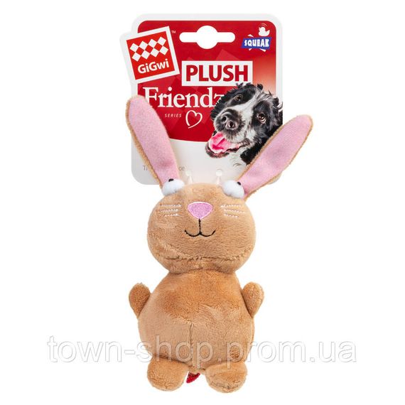 Игрушка для собак Кролик с пищалкой GiGwi Plush, плюш, 16 см | Зображення 1