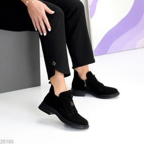 Повседневные черные низкие ботинки деми натуральная замша низкий ход 40