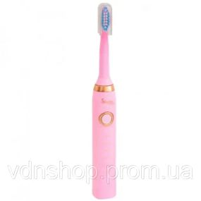 Розовая Электрическая зубная щетка Shuke SK-601 аккумуляторная ультразвуковая щетка для зубов 3 насадки