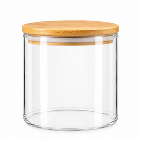 Скляна банка Bamboo GK-5228 для зберігання з бамбуковою кришкою 550 мл Прозорий