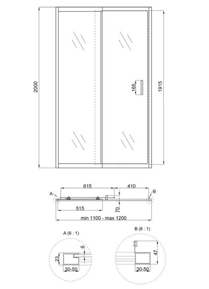 Душові двері в нішу Qtap Taurus CRM201-11.C6 110-120x200 см, скло Clear 6 мм, покриття CalcLess (TAUCRM201112C6) | Зображення 2