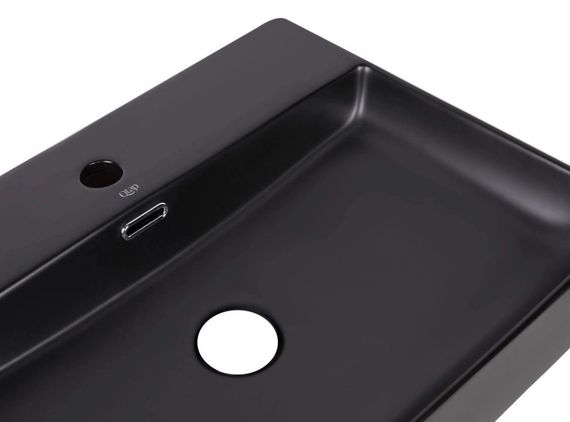 Комплект Qtap Nando LT: Раковина підвісна прямокутна 500х420х130 мм Matt Black + Донний клапан PU03O (QT12112173SMBMBN47322) | Зображення 3