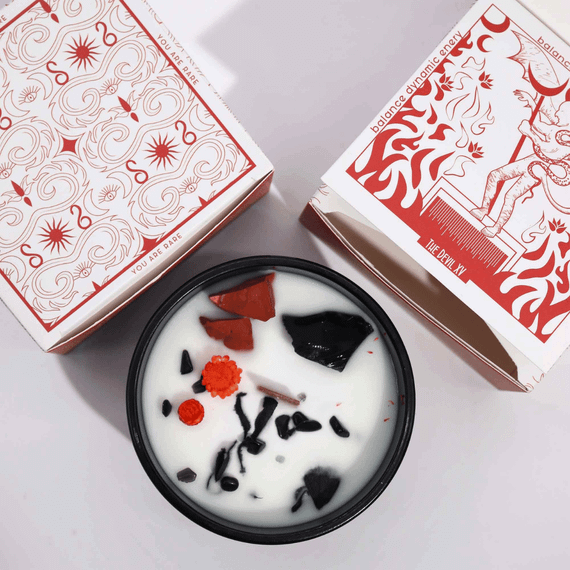 Свічка соєва з камінням та квітами  Диявол 330г Hop Hare 5056368334702 | Зображення 3