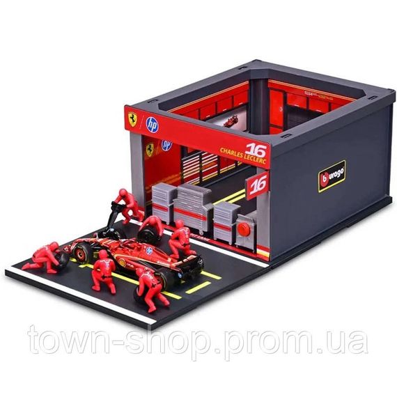 Игровой набор формулы один "Pit Pass Ferrari SF-24" Bburago 18-36862 (#16) | Зображення 2