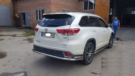 Задняя защита AK005-2 (2 шт, нерж) для Toyota Highlander 2014-2019 гг | Зображення 1