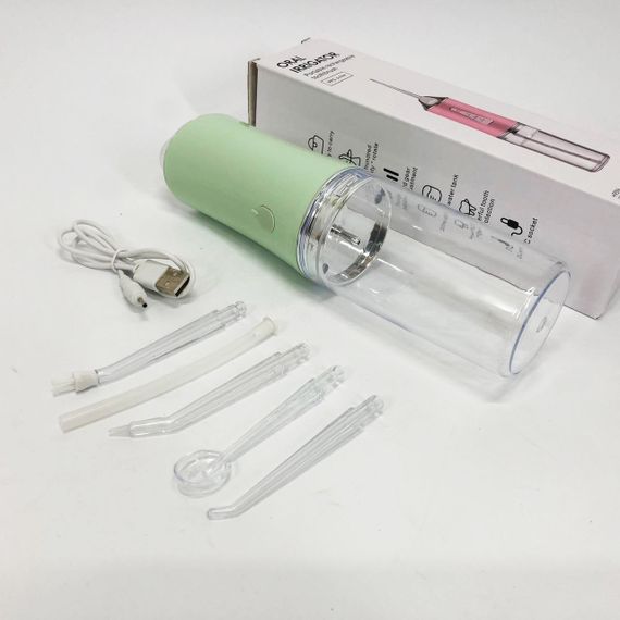 Іригатор для чищення зубів та порожнини рота Oral Irrigator з акумулятором та змінними насадками. Колір: зелений RP-47 | Зображення 2