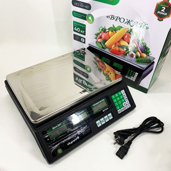 Ваги торговельні ViLgrand VES-6V-40 40 кг з калькулятором та акумулятором | Зображення 9