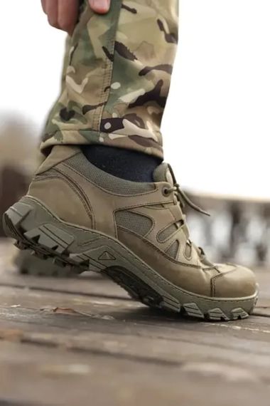 Тактичні літні  кросівки Crazy шкіра вставки Cordura олива | Зображення 8