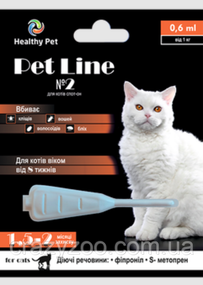 Капли против внешних паразитов для котов Healthy Pet Line №1 от 1 кг 109854