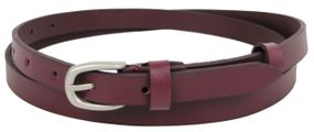 Вузький жіночий шкіряний ремінь Skipper марсала 1,5 см