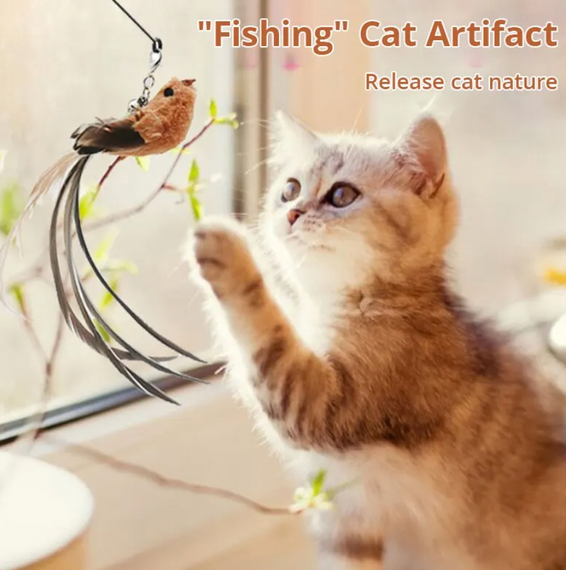 Интерактивная игрушка-кошачья палочка с птицами и присоской (коричневая) | Зображення 5