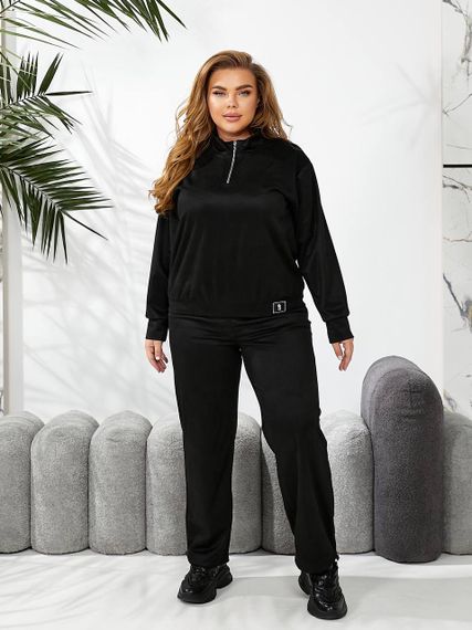 Женский спортивный костюм весна-осень свитшот и джоггеры NB24049 цвет черный, размер 46/48 | Зображення 4