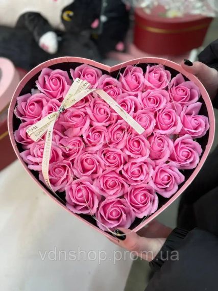 Подарунковий набір мильне Серце з трояндами з мила LED/подарунковий бокс з мильними трояндами | Зображення 1