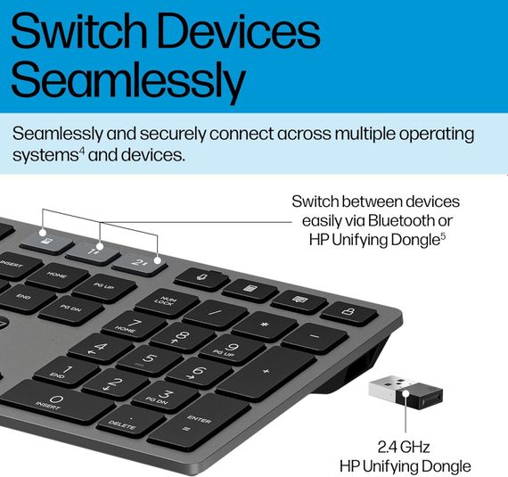 Клавиатура мембранная HP 720 Multi-Device Rechargeable 9T5B1AA | Зображення 1