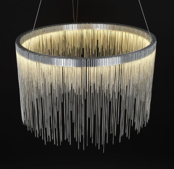 Люстра світлодіодна підвісна LED світильник для квартири на стелю лед 27524 Хром 50-120х50х50 см. | Зображення 6