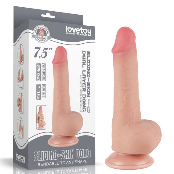 Фалоімітатор 7'.5' Sliding Skin Dual Layer Dong FLESH Sex Aura | Зображення 1