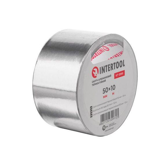Скотч алюмінієвий термостійкий 50 мм*10 м. INTERTOOL KT-09911