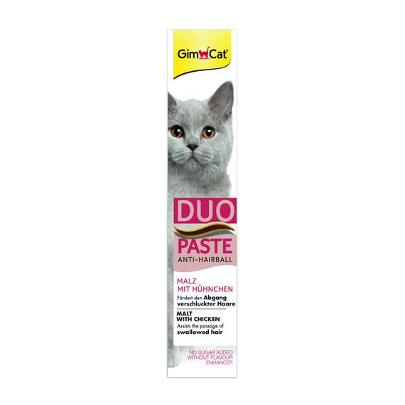 Паста GimCat DUO PASTE Anti-hairboll malt with chicken для котів з чутливим травленням усіх порід мальт та курка 50г | Зображення 2