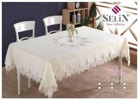 Льняная скатерть Selin Duru 160×350 см Бежевая