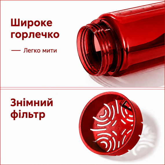 Бутылка KANGZYUAN 700 мл - Красная Tritan BPA-free, ударопрочная, спортивная с эргономичной крышкой | Зображення 2