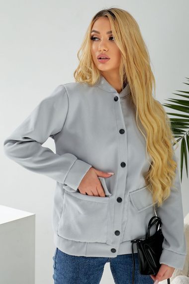 Бомбер женский искусственный кашемир, цвет серый, 257R325 | Зображення 6