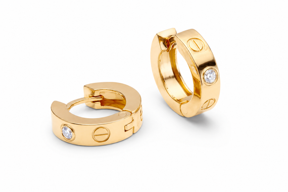 Серьги из желтого золота  с бриллиантами S-0407 | Зображення 1