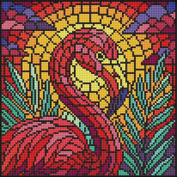 Алмазная мозаика "Витраж. Фламинго" ©art_selena_ua AMO8318, 30х30 см