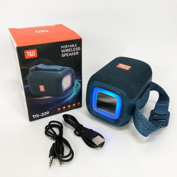 Портативна Bluetooth колонка TG339 5W з RGB підсвічуванням, Bluetooth колонка для вулиці. Колір: синій | Зображення 7