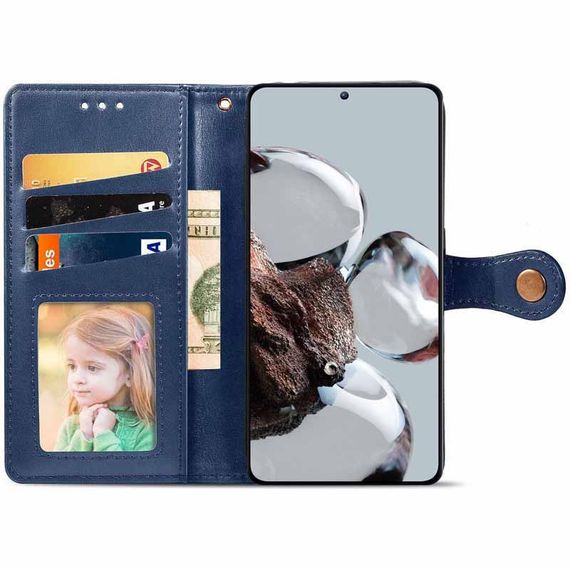 Шкіряний чохол-книжка GETMAN Gallant (PU) для Xiaomi 12T / 12T Pro Штучна шкіра, Слот для візитки, Синій | Зображення 2