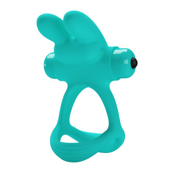 Ерекційне віброкільце з кроликом PRETTY LOVE Passionate Dante силіконове, бірюзове Sex Aura | Зображення 3