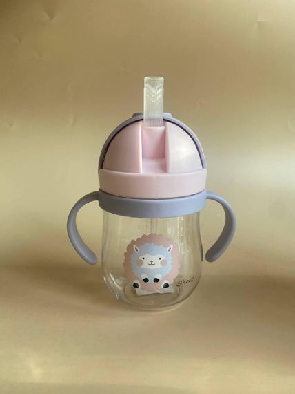 Поїльник непроливайка з трубочкою і грузиком вівця рожевого кольору 250мл | Зображення 4