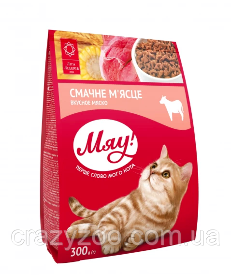 Сухой корм для котов Мяу со вкусом мяса 300 г B1210120