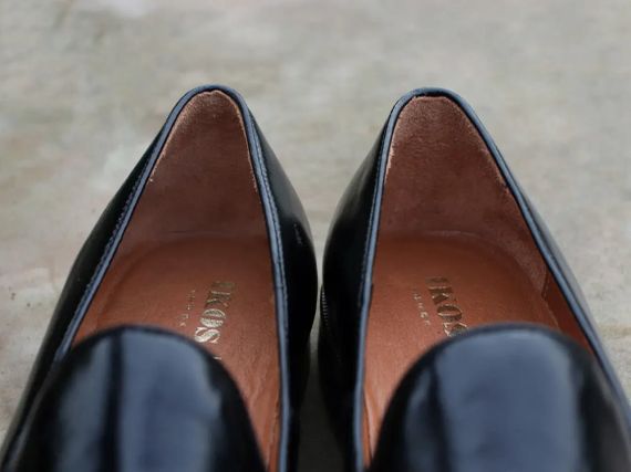 Черные лакированные туфли лоферы Ikos 43 размер | Зображення 1