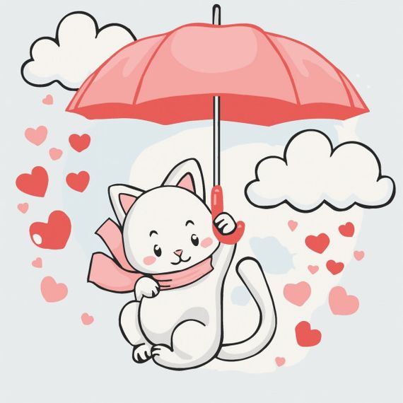 Картина на холсте "Котик с зонтиком" 15568 30х30