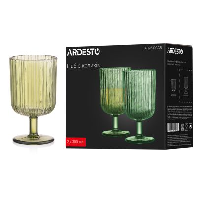 Набор бокалов Ardesto 300мл, 2шт, скло, зелений (AR2630GGR) | Зображення 4