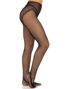 Чулки Leg Avenue Crotchless Net Tights with Heart Backseam Black One Size sexstyle