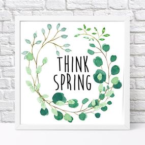 Постер в рамке Think spring 30x30 см (WKMT_21M010_WH)