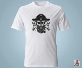Футболка з принтом Піратський череп із трубкою. XXL