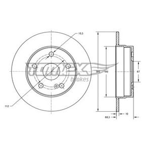 Диск гальмівний задній Mercedes Benz С218/X218 14-17/W211 02-08/W212 09-16 (300x10), TX 74-05