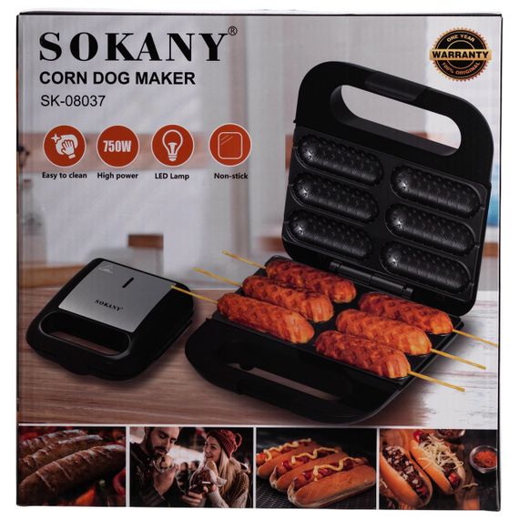 Апарат для корн догов на 6 шт з антипригарним покриттям 750 Вт Sokany SK-08037 | Зображення 7